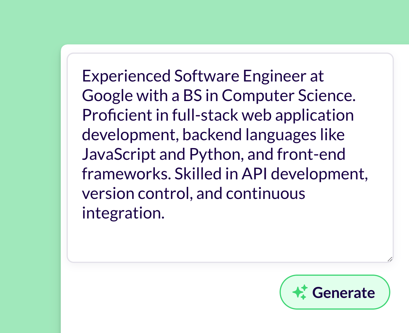 Instant resume summary