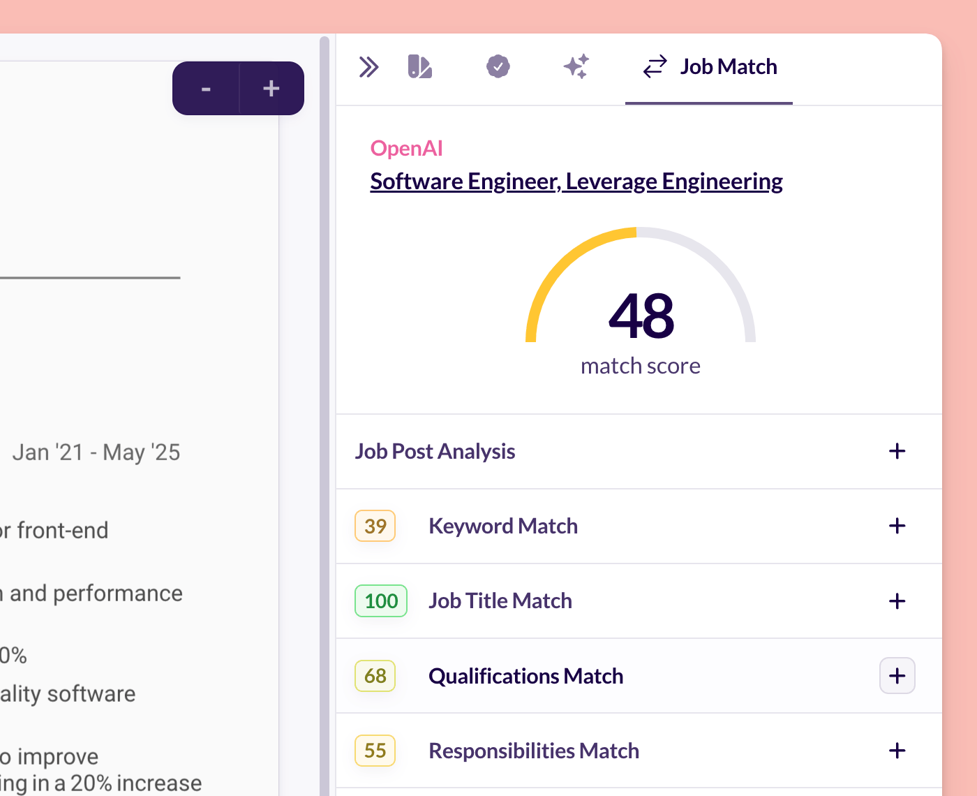 Resume assistant with AI