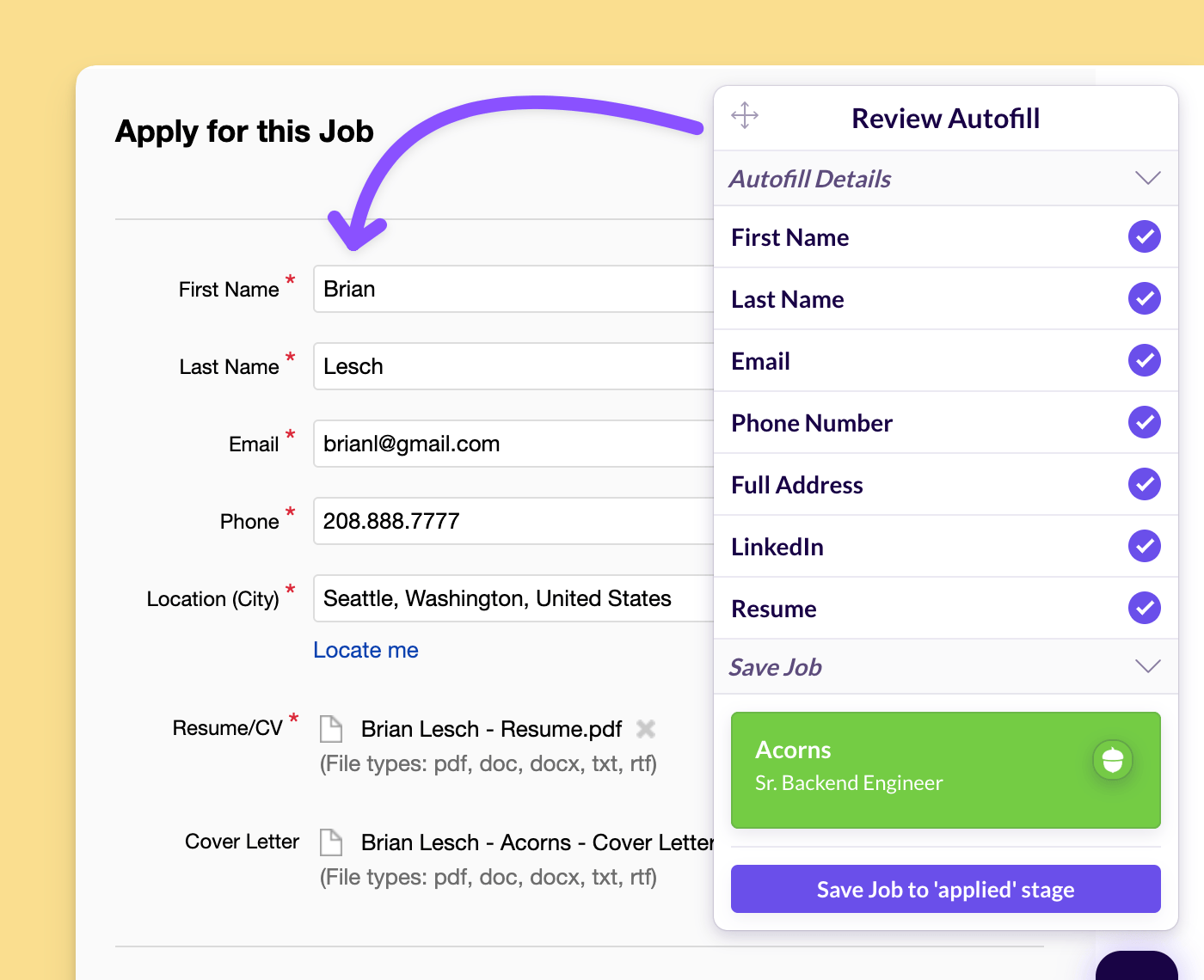 Autofill job applications
