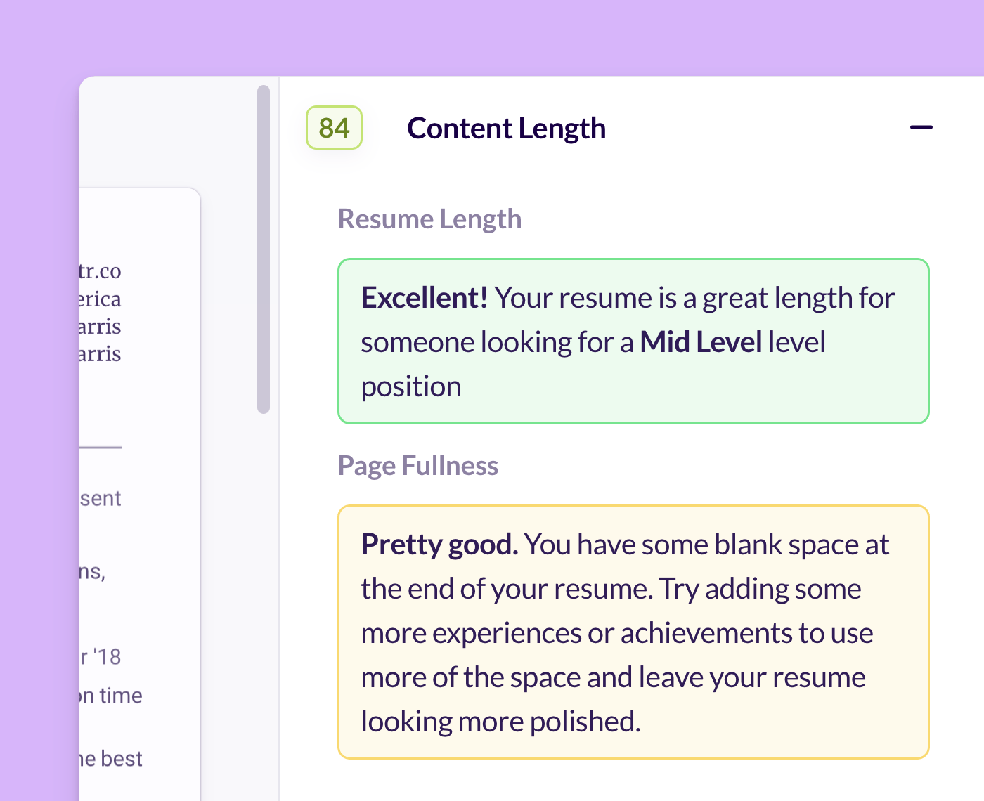 Fix your resume with personalized recommendations