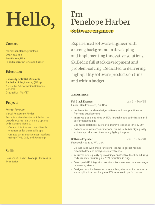 Aspen resume template
