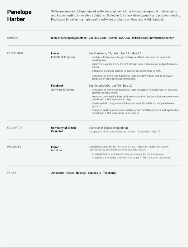 Bonsai resume template