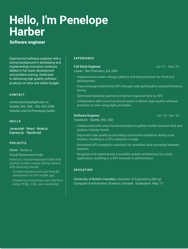Spruce resume template