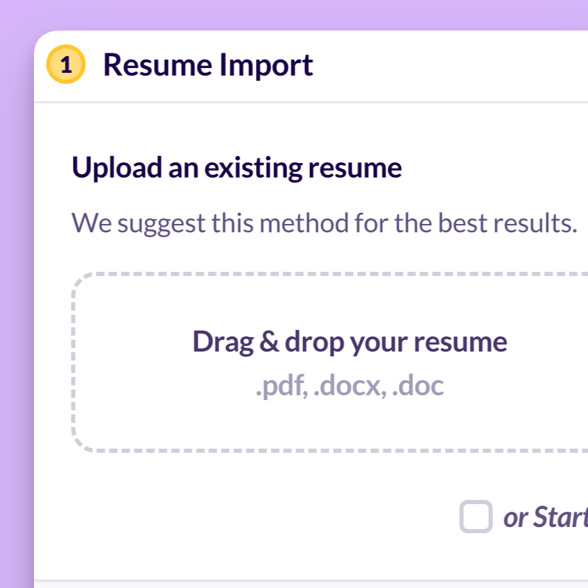 1. Upload your Existing Resume or LinkedIn profile