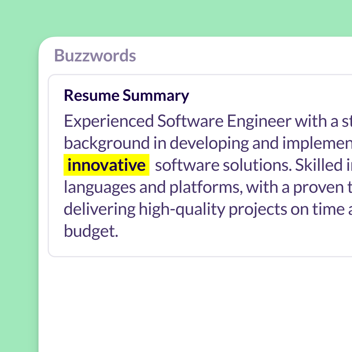 Avoid Buzzwords